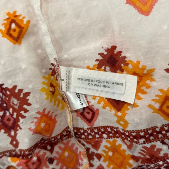 NWT XL Ann Taylor LOFT Aztec print white and orange print - Picture 5 of 6